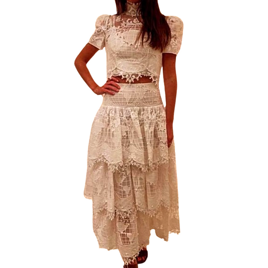 CONJUNTO DE TOP CORTO Y FALDA LARGA DE VERANO