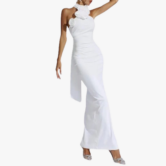 VESTIDO LARGO CON HALTER CLÁSICO