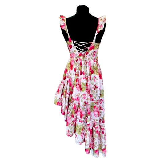 ROBE FLORALE ASYMÉTRIQUE