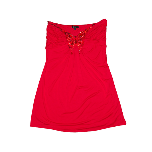 VESTIDO MINI SIN TIRANTES - CIELO