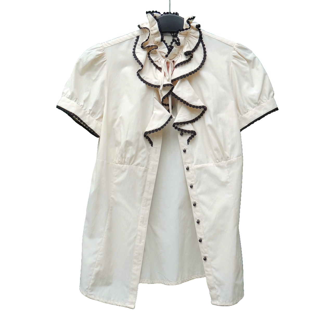 Haut à volants à manches courtes