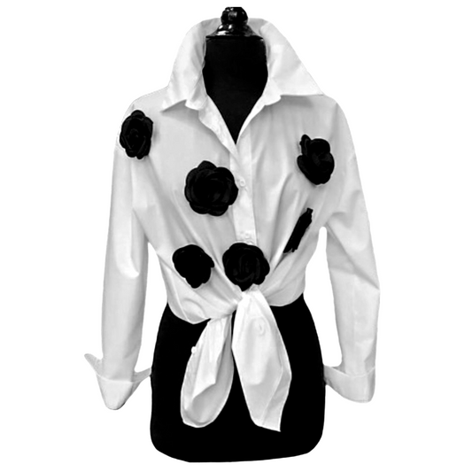 EMBELLISHED FLOWER SHIRT