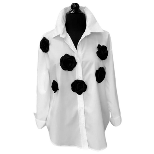 CHEMISE À FLEURS EMBELLIES