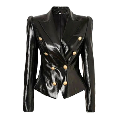 STUNNING DOUBLE-BREASTED LEATHER JACKET