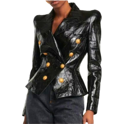 STUNNING DOUBLE-BREASTED LEATHER JACKET