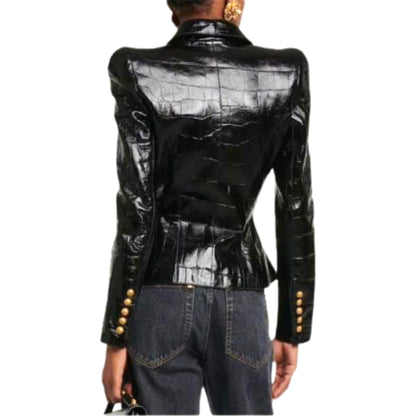 STUNNING DOUBLE-BREASTED LEATHER JACKET