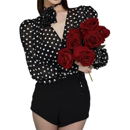 CONJUNTO DE BLUSA Y SHORT DE LUNARES