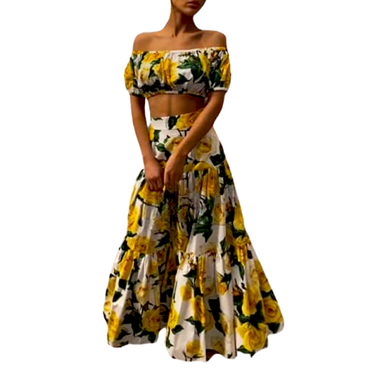 ENSEMBLE CROP TOP ET JUPE D'ÉTÉ