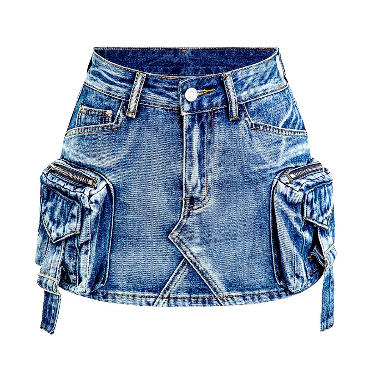 MINI-JUPE CARGO DÉLAVÉE À LA PIERRE