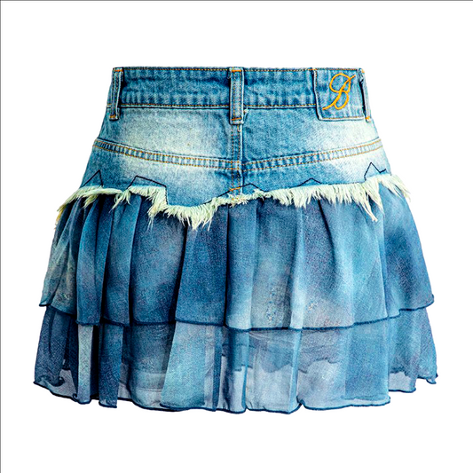 CHIC MINIFALDA VAQUERA DE CINTURA ALTA CON BOLERO DE SEDA