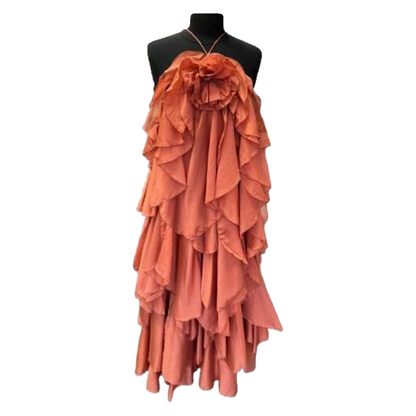 STUNNING TERRACOTTA HALTER DRESS